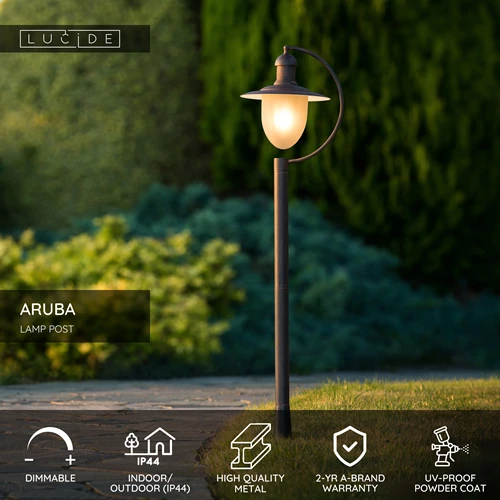 Lucide ARUBA - Lamp post - Ø 25 cm - 1xE27 - IP44 - Rust Brown - USP